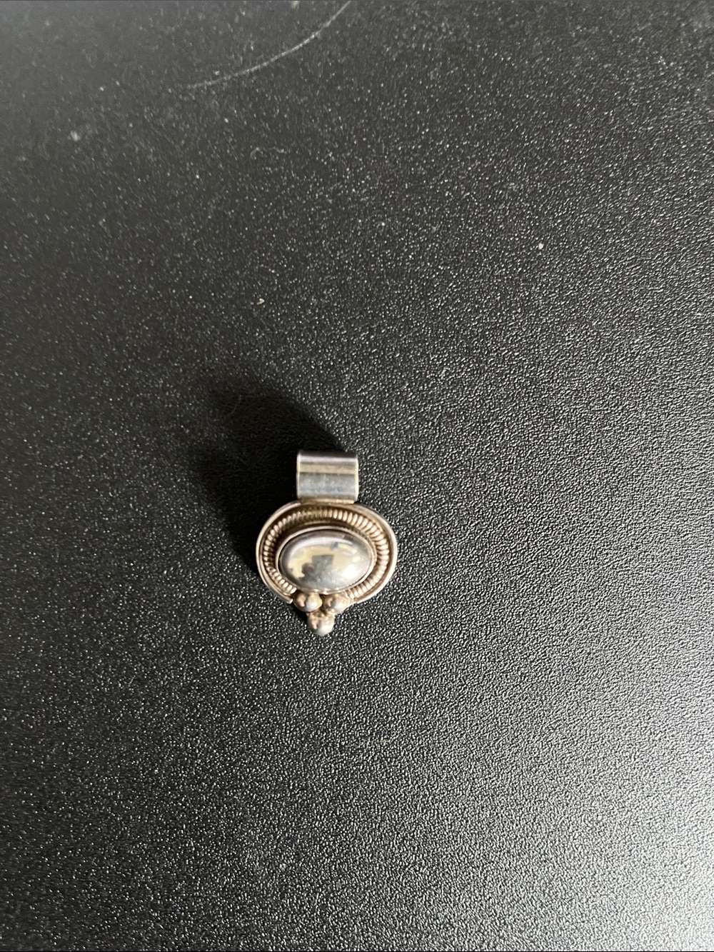 Elegant Silver-Tone Oval Clip Brooch — Classic Beaded Design